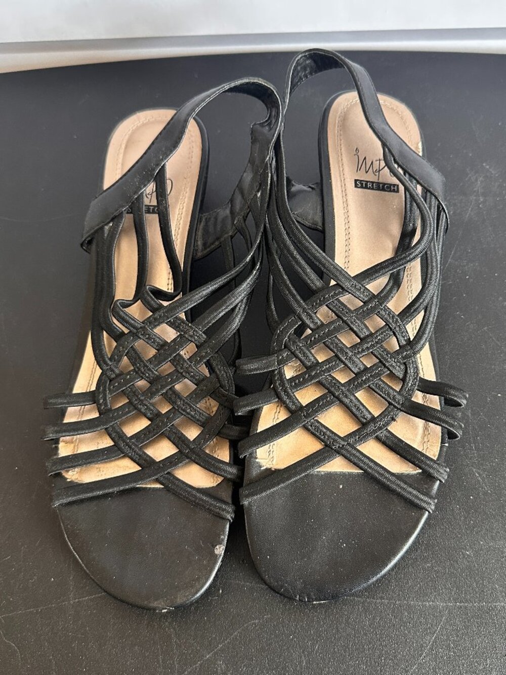 Impo Black Flat Slide Sandals Womens Size 9M Shoes